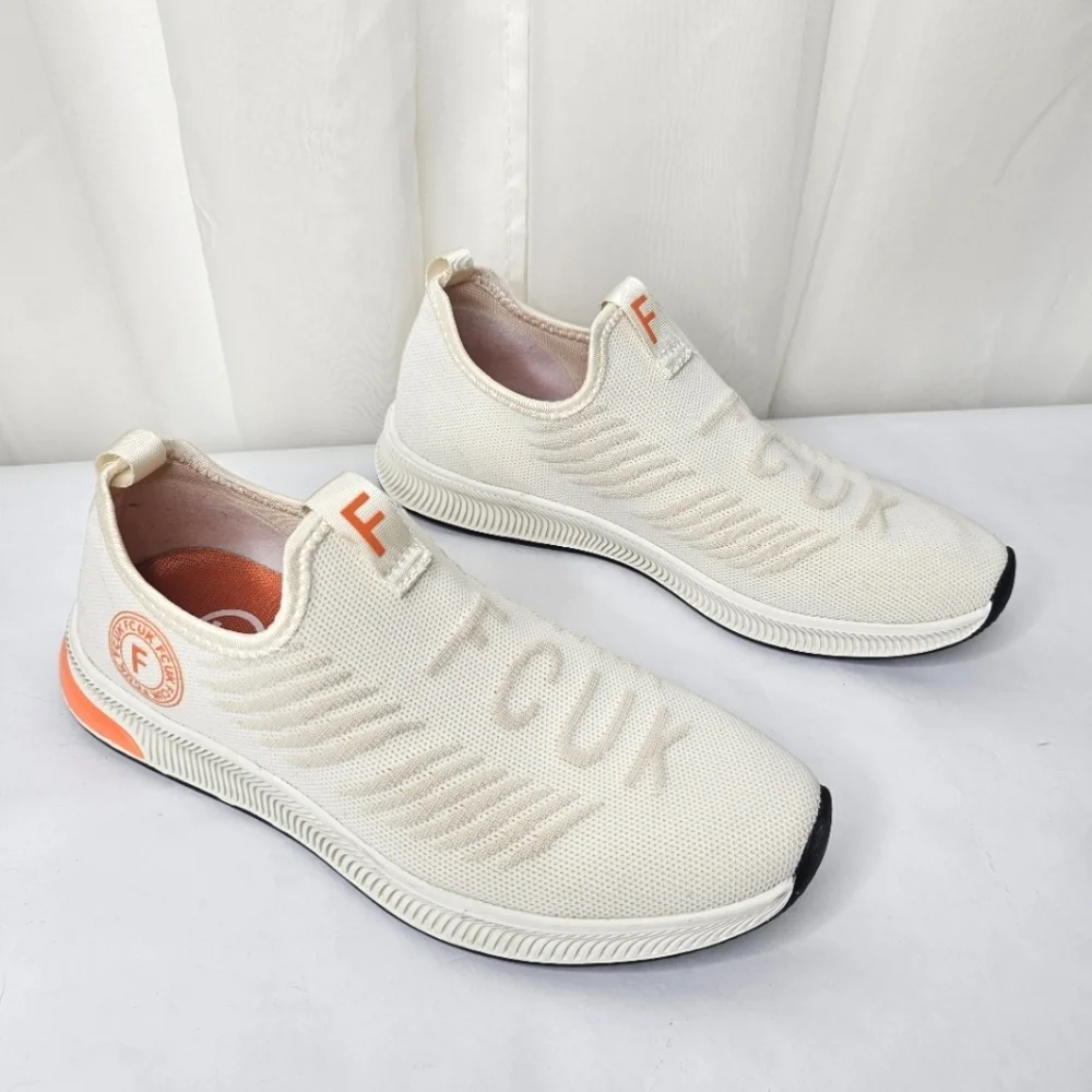 French Connection Men's Dart Slip On Sneakers White Orange FCUK Size 8